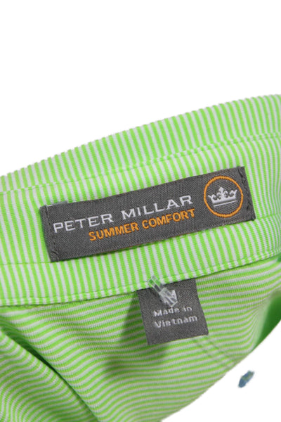 Peter Millar Mens Polo Shirt Green Short Sleeve Golf Size M