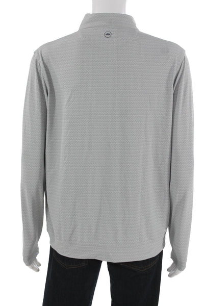 Peter Millar Mens Basic Casual Gray Long Sleeve Collared Zip T Shirt Size L