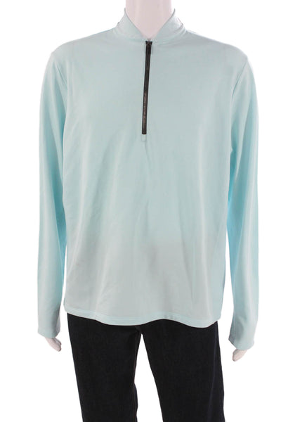 Greyson Mens Pullover Mock Neck Long Sleeve Nylon Zip T-Shirt Blue Size L