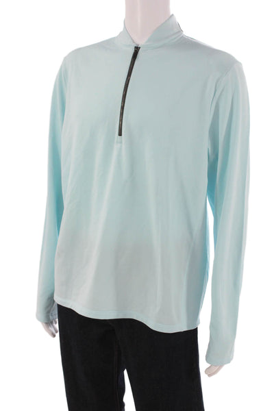 Greyson Mens Pullover Mock Neck Long Sleeve Nylon Zip T-Shirt Blue Size L