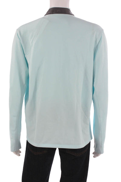 Greyson Mens Pullover Mock Neck Long Sleeve Nylon Zip T-Shirt Blue Size L