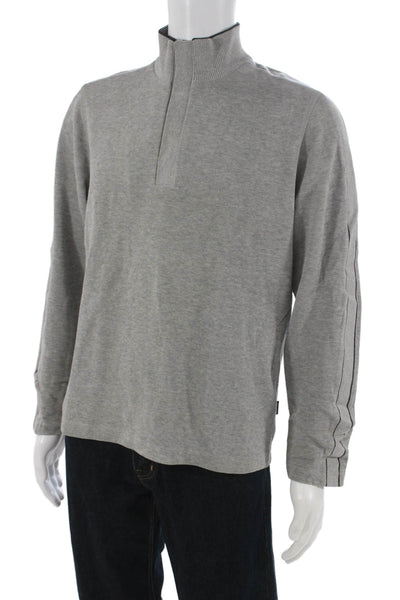 Boss Hugo Boss Mens Cotton Gray Pullover Sweater Mock Neck Long Sleeve Size M