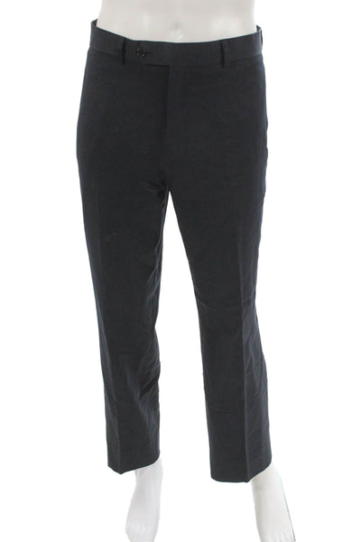 Brooks Brothers Mens Black Wool Dress Pants Button Solid Size 37