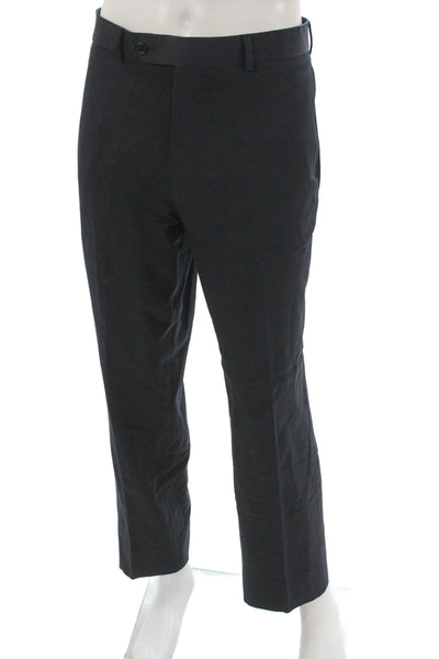 Brooks Brothers Mens Black Wool Dress Pants Button Solid Size 37