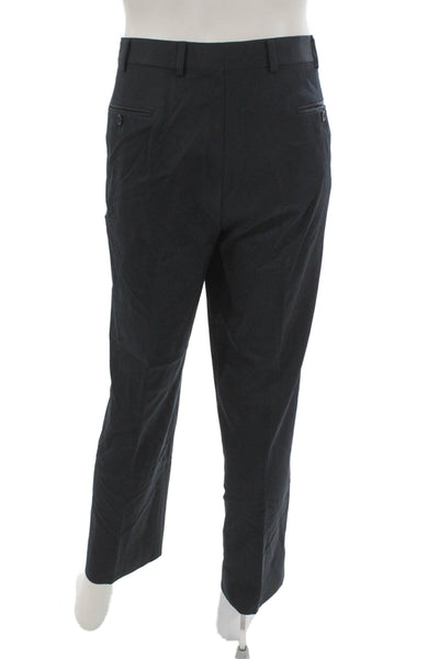 Brooks Brothers Mens Black Wool Dress Pants Button Solid Size 37