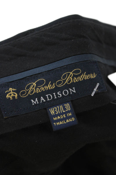 Brooks Brothers Mens Black Wool Dress Pants Button Solid Size 37