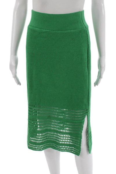 Aqua Women Straight Pencil Skirt Green Acrylic Knee Length Fall Size L