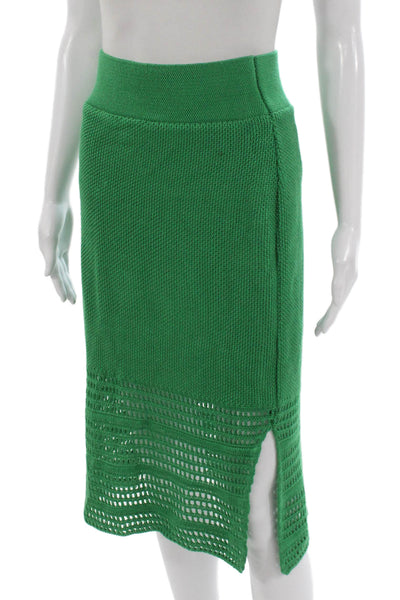 Aqua Women Straight Pencil Skirt Green Acrylic Knee Length Fall Size L