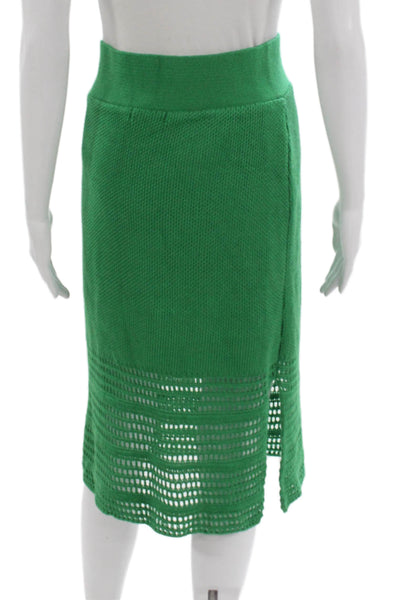 Aqua Women Straight Pencil Skirt Green Acrylic Knee Length Fall Size L