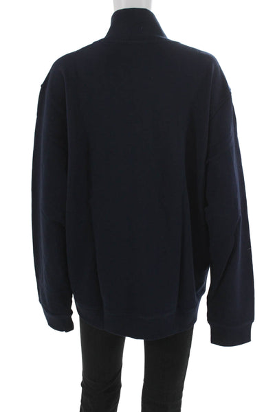 Lacoste Unisex Cotton Mock Neck Zip Pullover Sweatshirt Blue Size 6