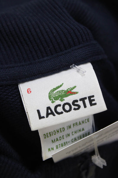 Lacoste Unisex Cotton Mock Neck Zip Pullover Sweatshirt Blue Size 6