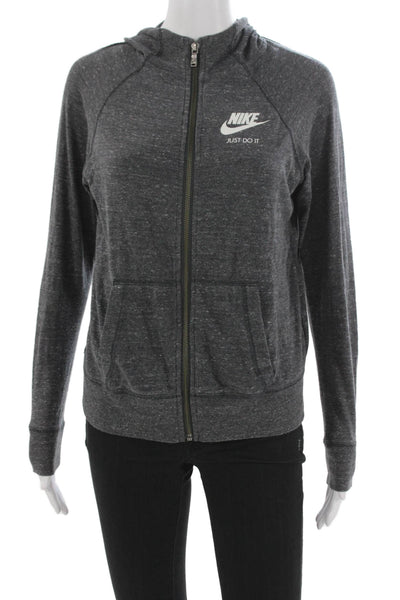 Nike Womens Full Zip Hoodie Gray Organic Cotton Long Sleeve Size XL