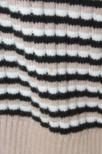 Monrow Womens Beige Striped V Neck Cardigan Sweater Size S