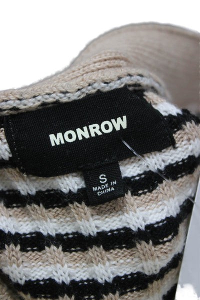 Monrow Womens Beige Striped V Neck Cardigan Sweater Size S