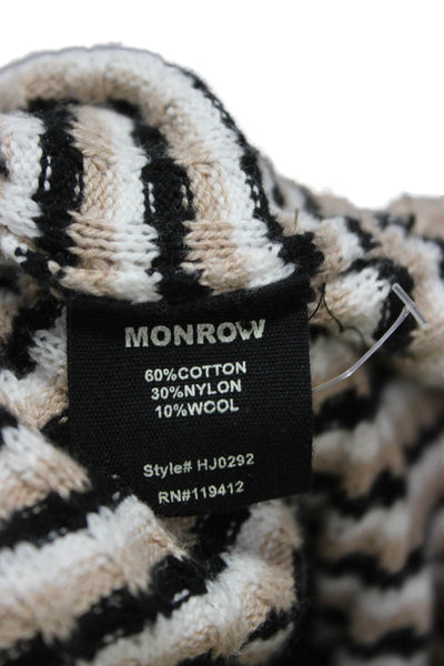 Monrow Womens Beige Striped V Neck Cardigan Sweater Size S