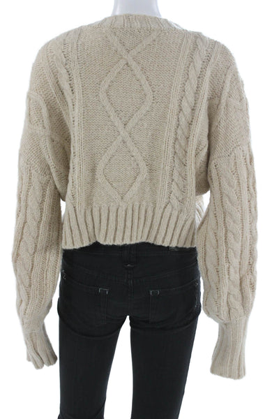 Emory Park Women Beige V-Neck Long Sleeve Cardigan Sweater Size M