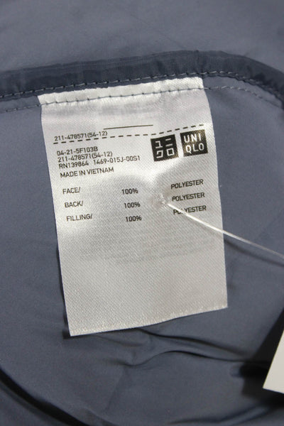 Uniqlo Women Puffer Jacket Gray Argyle Polyester Zip Long Sleeve Size M