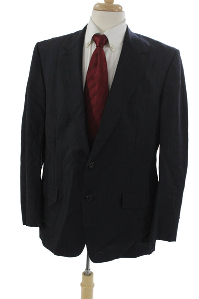 Hickey Freeman Mens Blue Striped Wool Blazer Size 43