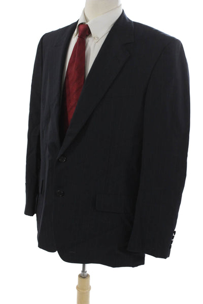 Hickey Freeman Mens Blue Striped Wool Blazer Size 43