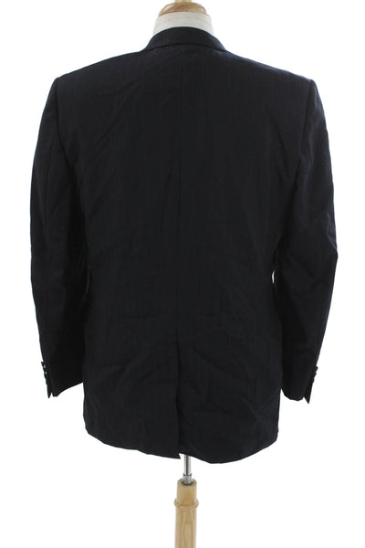Hickey Freeman Mens Blue Striped Wool Blazer Size 43