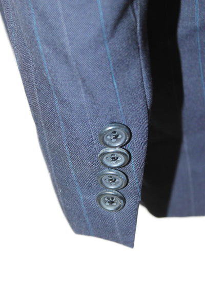 Hickey Freeman Mens Blue Striped Wool Blazer Size 43