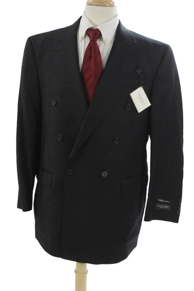 Murano Mens Blazer Gray Worsted Wool Striped Size 42