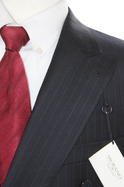 Murano Mens Blazer Gray Worsted Wool Striped Size 42