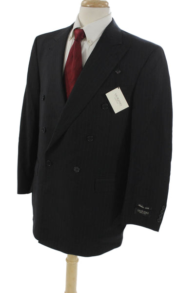 Murano Mens Blazer Gray Worsted Wool Striped Size 42
