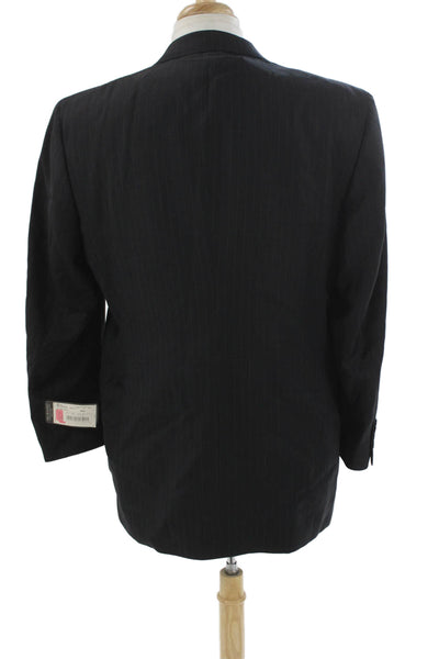 Murano Mens Blazer Gray Worsted Wool Striped Size 42