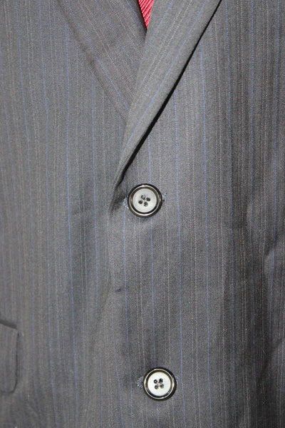Hickey Freeman for Nordstrom Mens Blue Striped Wool Blazer Size 42