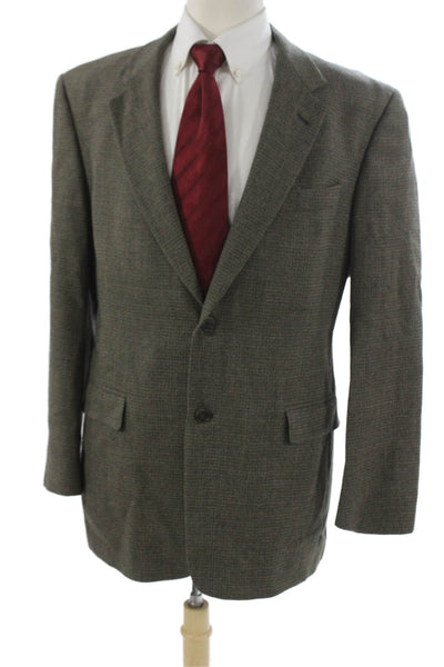Hart Schaffner Marx Mens Blazer Brown Checked Polyester Size 42
