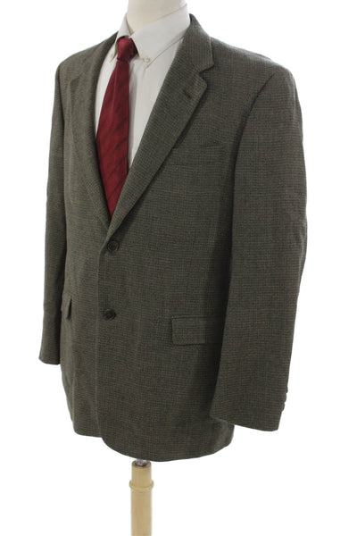 Hart Schaffner Marx Mens Blazer Brown Checked Polyester Size 42