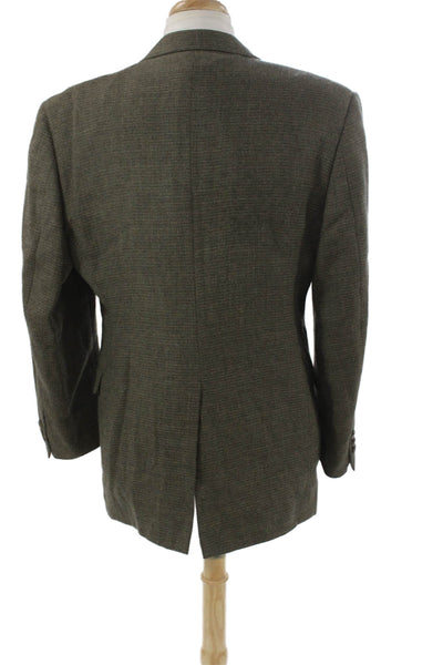 Hart Schaffner Marx Mens Blazer Brown Checked Polyester Size 42