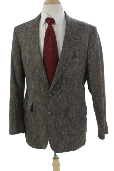 Stafford Mens Brown Plaid Wool Blazer Size 42