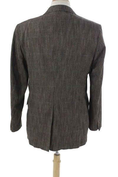 Stafford Mens Brown Plaid Wool Blazer Size 42