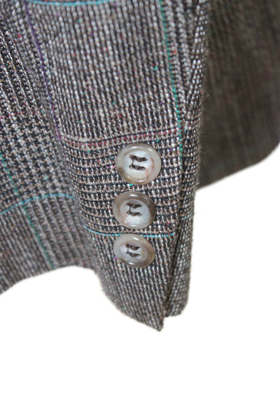 Stafford Mens Brown Plaid Wool Blazer Size 42