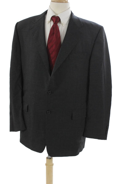 Hickey Freeman Mens Wool Solid Gray Blazer Size 44
