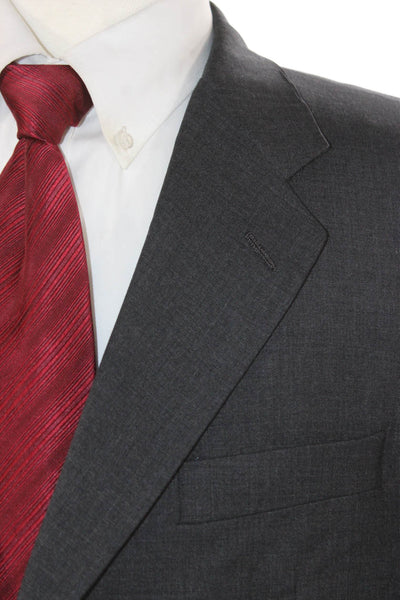 Hickey Freeman Mens Wool Solid Gray Blazer Size 44