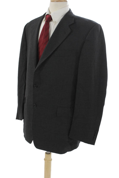 Hickey Freeman Mens Wool Solid Gray Blazer Size 44