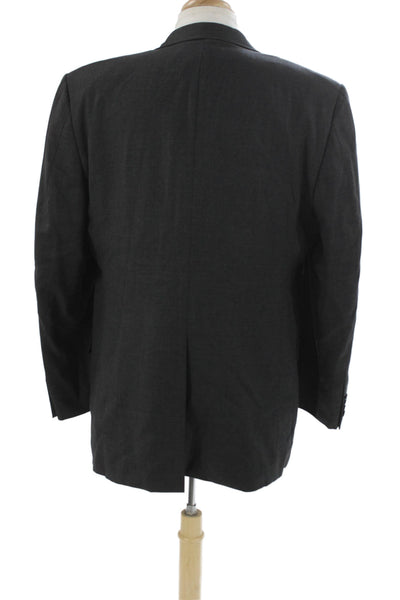 Hickey Freeman Mens Wool Solid Gray Blazer Size 44