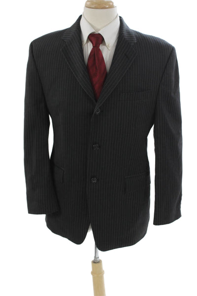 CK Calvin Klein Mens Gray Wool Striped Blazer Size 40