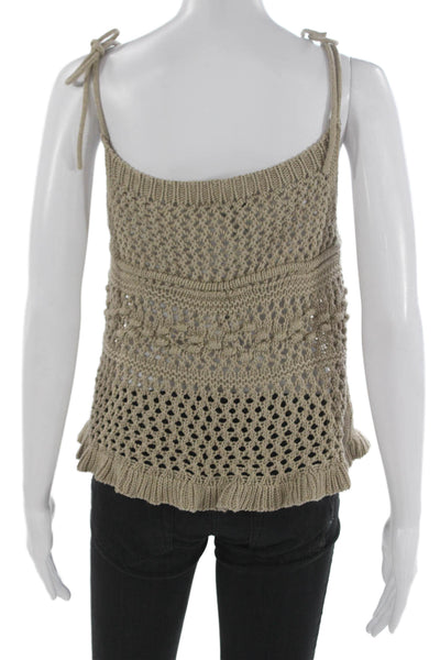 Cotton By Autumn Cashmere Women Beige Scoop Neck Sleeveless Tank Cotton Size M