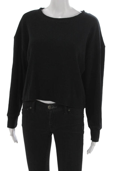 Perfect White Tee Women Cropped Black Long Sleeve T-Shirt Size S