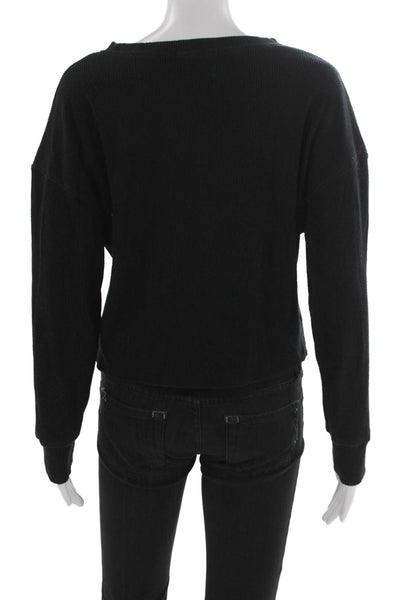 Perfect White Tee Women Cropped Black Long Sleeve T-Shirt Size S