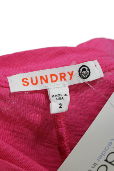 Sundry Women Basic Sleeveless Pink Pima Cotton Round Neck Tank Size 2
