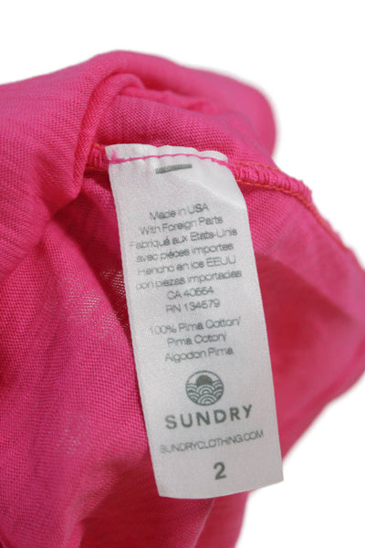 Sundry Women Basic Sleeveless Pink Pima Cotton Round Neck Tank Size 2