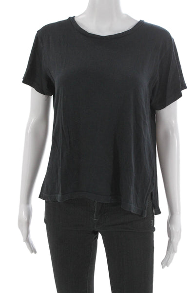 LNA Women Basic Black Cotton Short Sleeve Crew Neck T-Shirt Size M