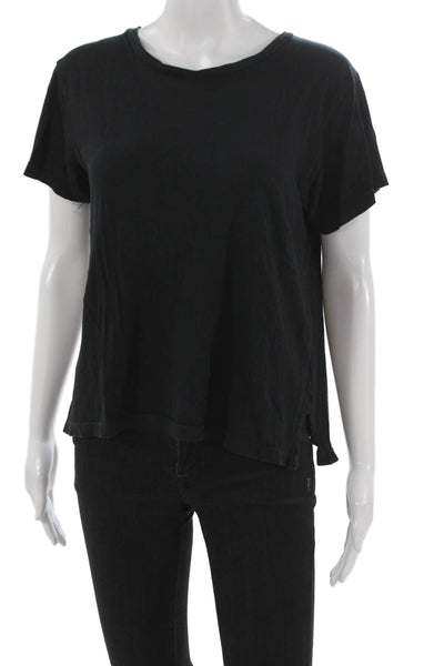 LNA Women Basic Black Cotton Short Sleeve Crew Neck T-Shirt Size M