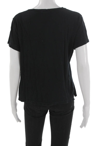 LNA Women Basic Black Cotton Short Sleeve Crew Neck T-Shirt Size M