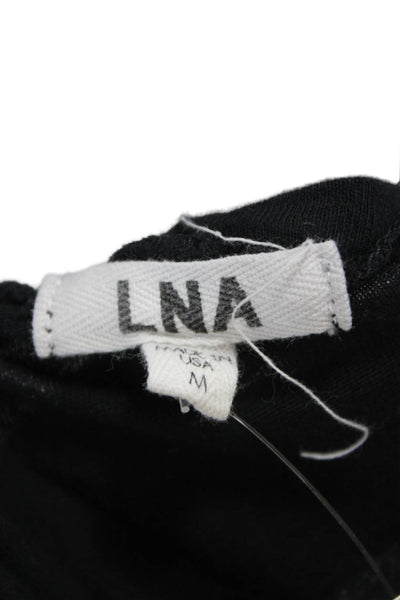 LNA Women Basic Black Cotton Short Sleeve Crew Neck T-Shirt Size M